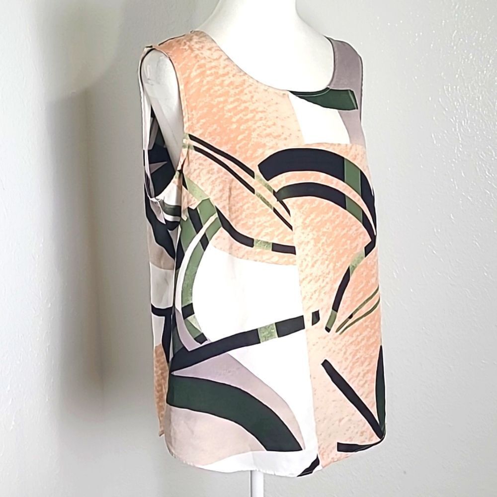 DNKY Sleeveless Abstract Top, Peach, White, Purple, Black,  Green, Size Large